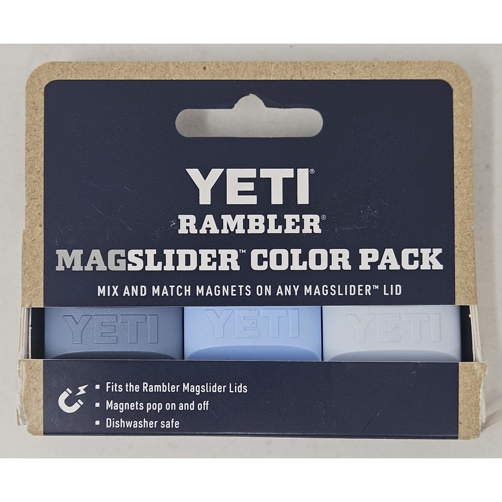YETI Rambler Magslider 3-Color Pack Magnets, Big Sky Blue, NEW w/BLEM PKG
